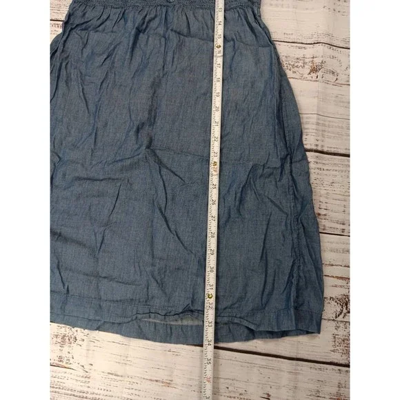 Old Navy Mini Dress Women's Small Blue Chambray Sleeveless Ruffle Neck Hem - Picture 9 of 9